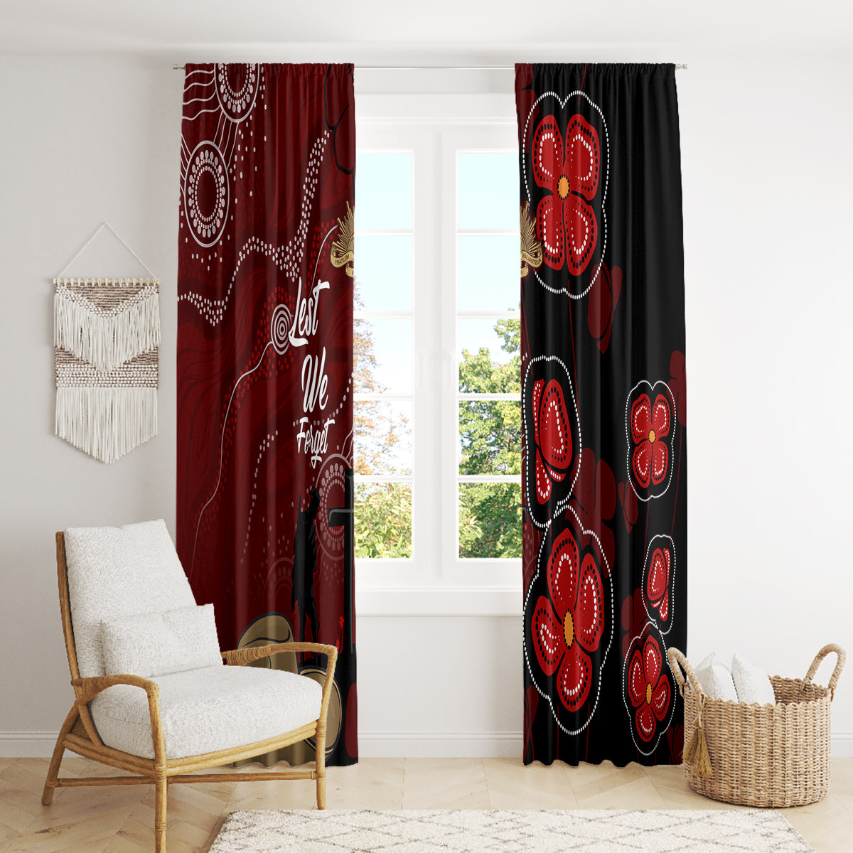 ANZAC Aboriginal Australia Window Curtain For the Fallen