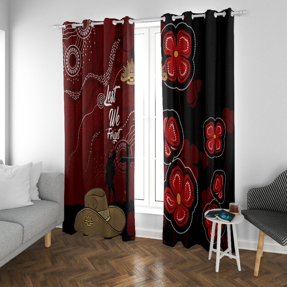 ANZAC Aboriginal Australia Window Curtain For the Fallen