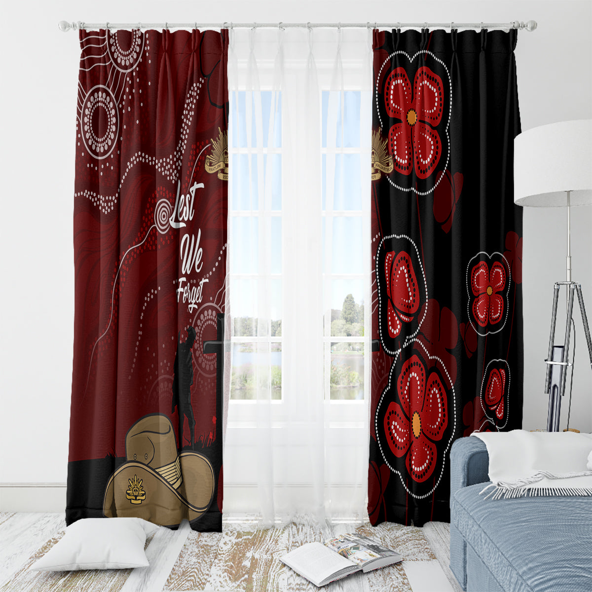 ANZAC Aboriginal Australia Window Curtain For the Fallen