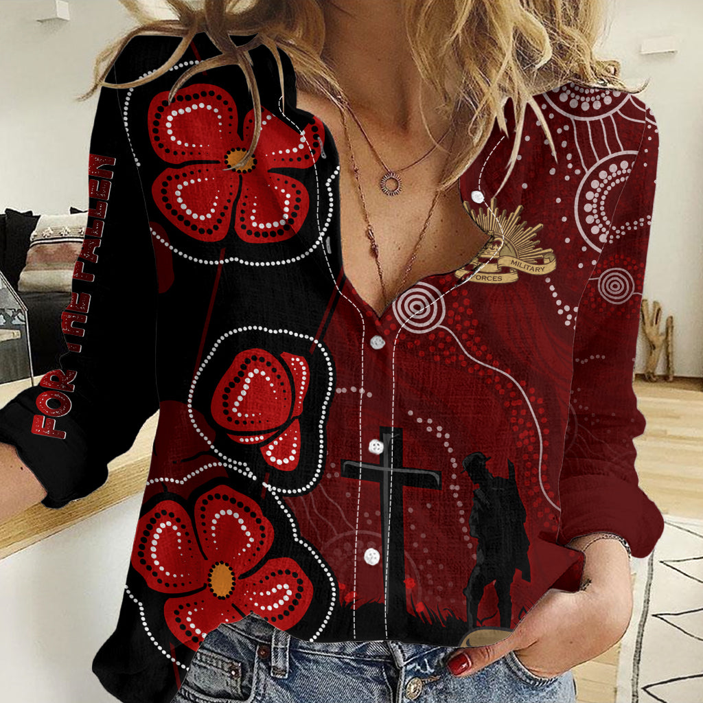 ANZAC Aboriginal Australia Women Casual Shirt For the Fallen - Vibe Hoodie Shop