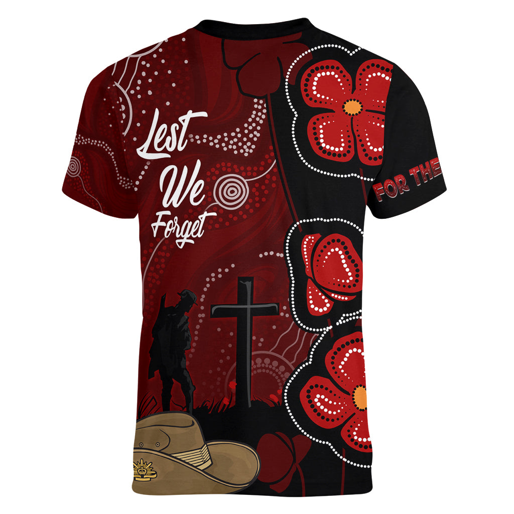 ANZAC Aboriginal Australia Women V Neck T Shirt For the Fallen - Vibe Hoodie Shop