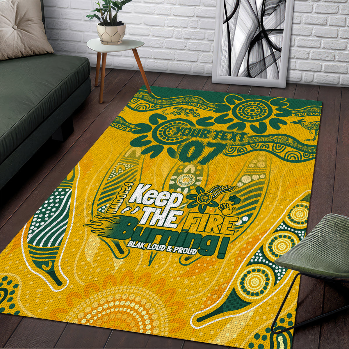 Custom Socceroos NAIDOC Week 2024 Area Rug Indigenous Burning Fire National Colors - Vibe Hoodie Shop