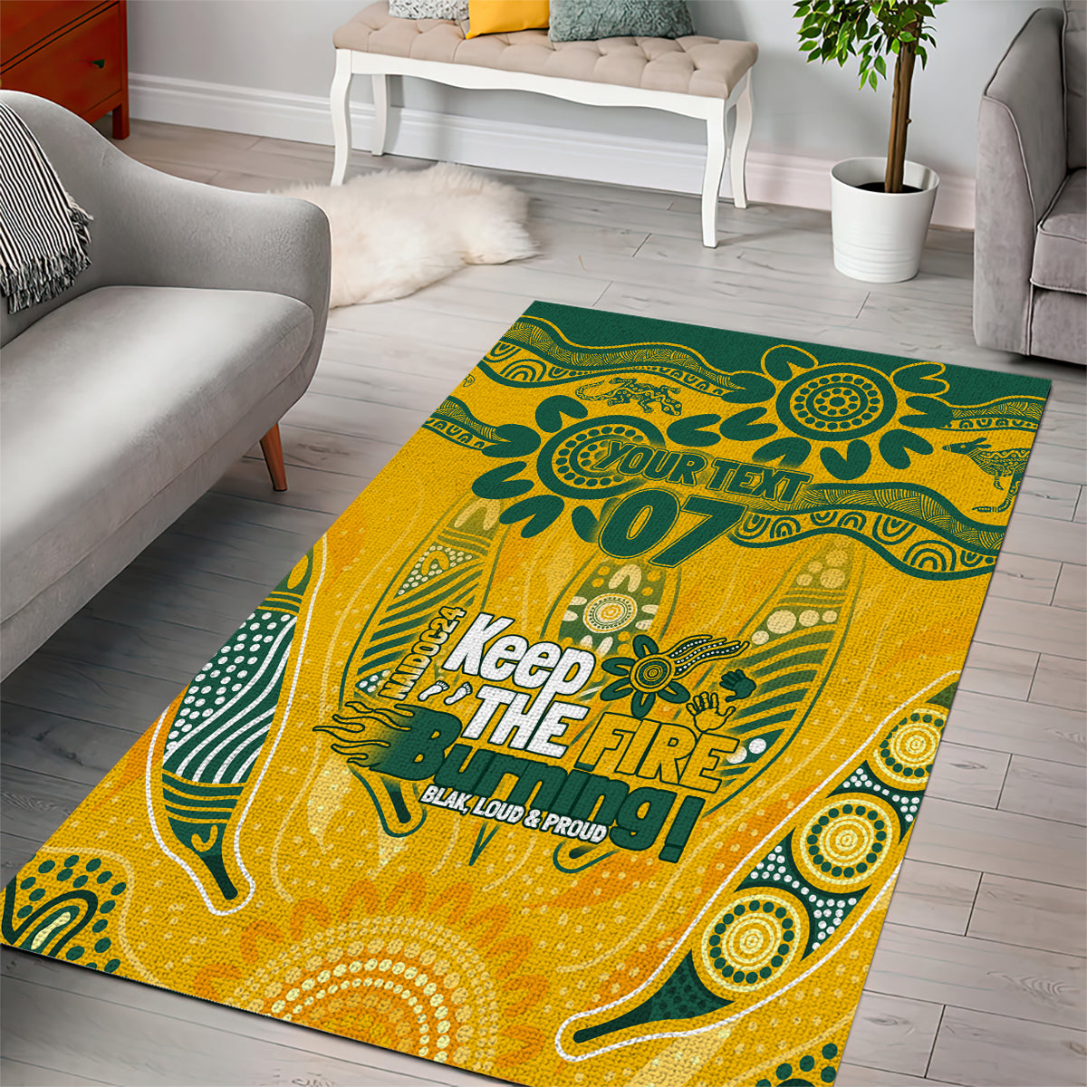 Custom Socceroos NAIDOC Week 2024 Area Rug Indigenous Burning Fire National Colors - Vibe Hoodie Shop