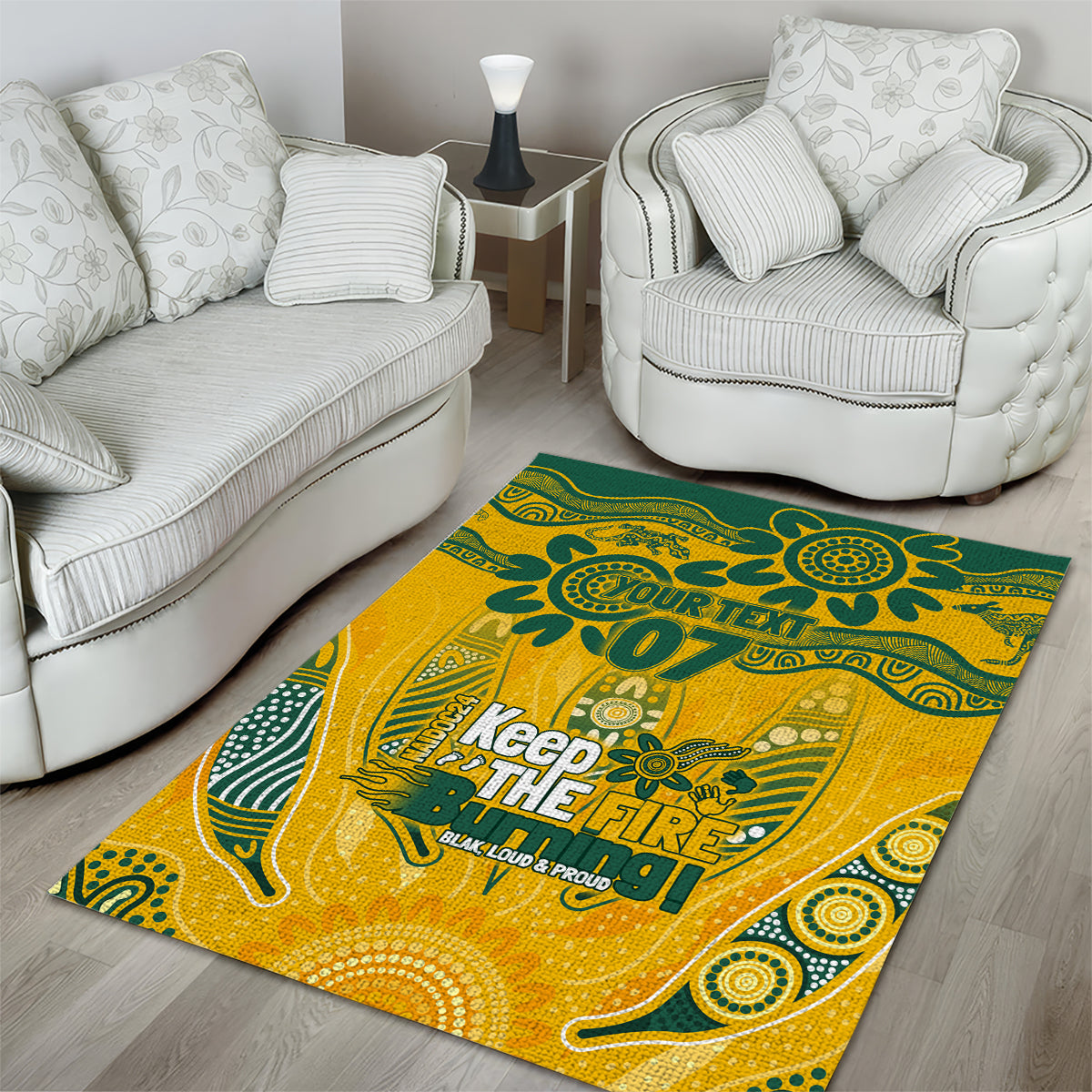 Custom Socceroos NAIDOC Week 2024 Area Rug Indigenous Burning Fire National Colors - Vibe Hoodie Shop