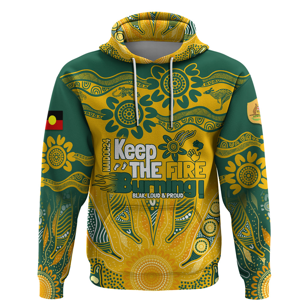 Custom Socceroos NAIDOC Week 2024 Hoodie Indigenous Burning Fire National Colors LT7 - Vibe Hoodie Shop