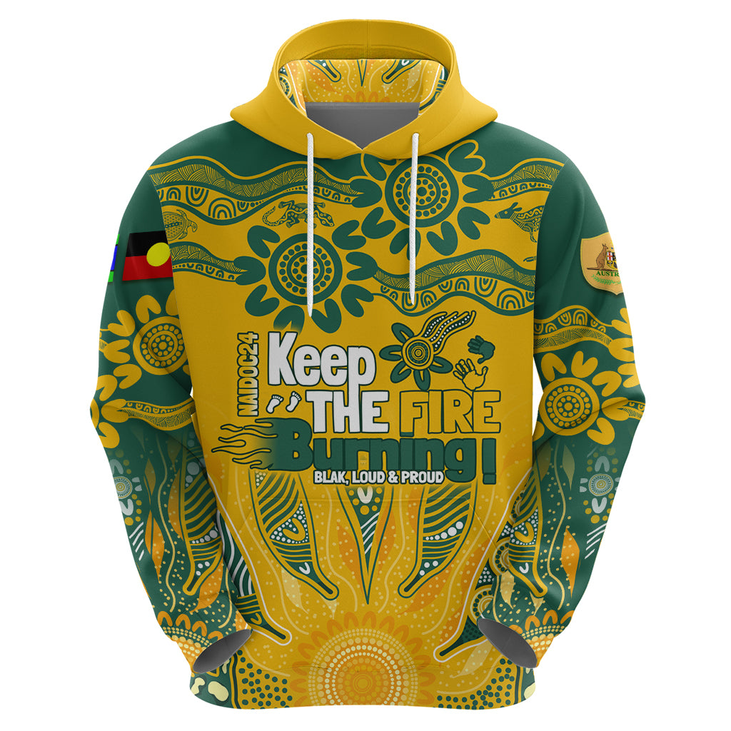 Custom Socceroos NAIDOC Week 2024 Hoodie Indigenous Burning Fire National Colors LT7 - Vibe Hoodie Shop
