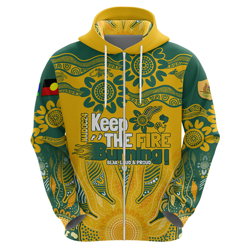 Custom Socceroos NAIDOC Week 2024 Hoodie Indigenous Burning Fire National Colors LT7 - Vibe Hoodie Shop