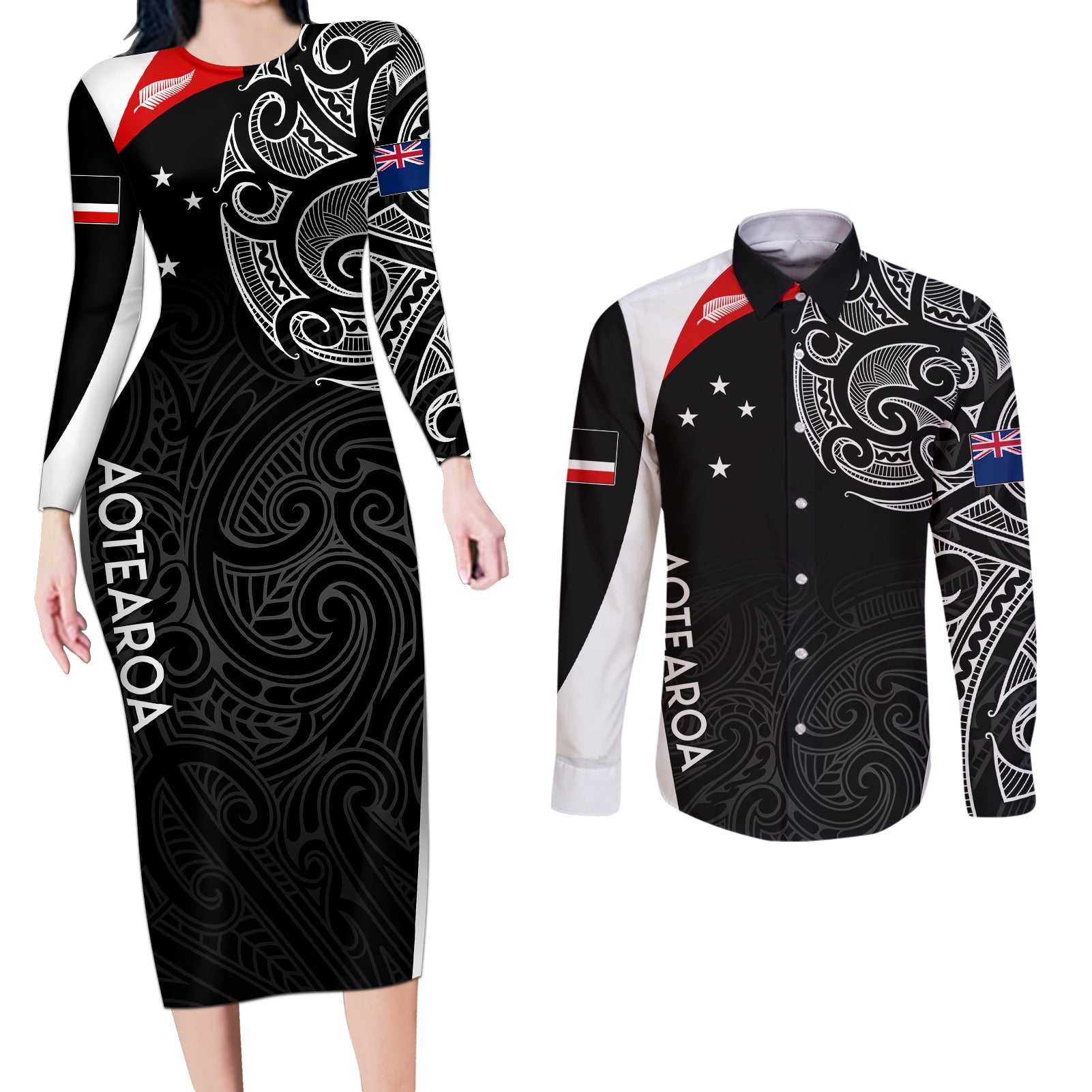 personalised-new-zealand-rugby-couples-matching-long-sleeve-bodycon-dress-and-long-sleeve-button-shirts-aotearoa-world-cup-2023-champions