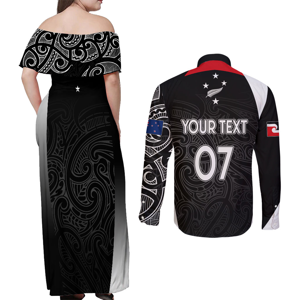 personalised-new-zealand-rugby-couples-matching-off-shoulder-maxi-dress-and-long-sleeve-button-shirts-aotearoa-world-cup-2023-champions