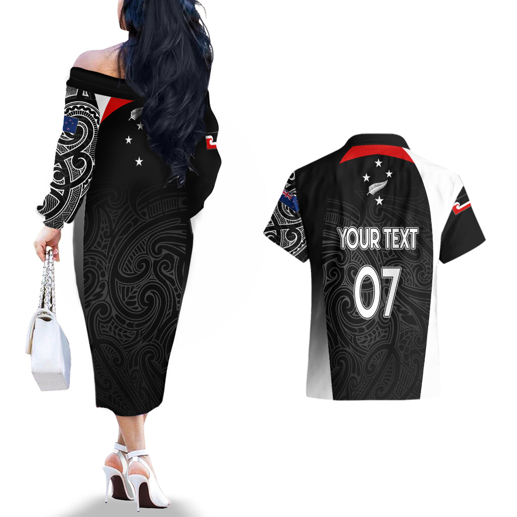 personalised-new-zealand-rugby-couples-matching-off-the-shoulder-long-sleeve-dress-and-hawaiian-shirt-aotearoa-world-cup-2023-champions