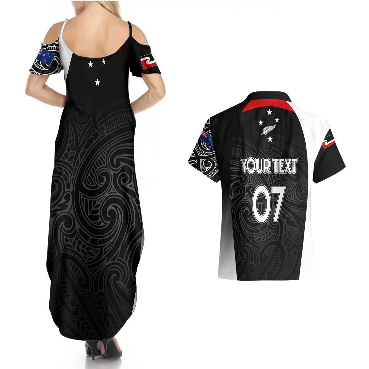 personalised-new-zealand-rugby-couples-matching-summer-maxi-dress-and-hawaiian-shirt-aotearoa-world-cup-2023-champions