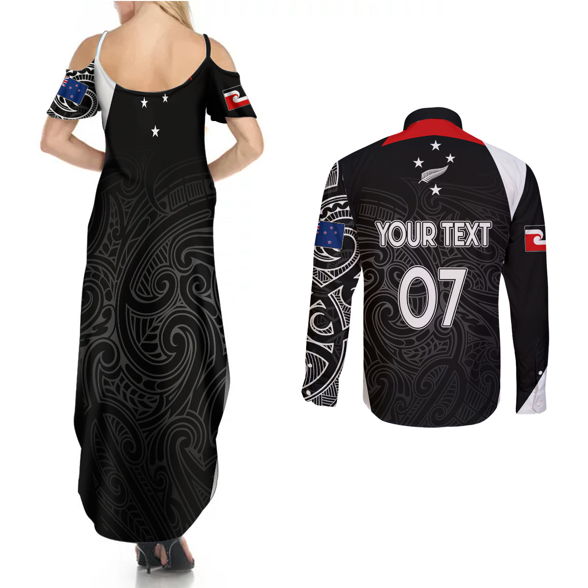personalised-new-zealand-rugby-couples-matching-summer-maxi-dress-and-long-sleeve-button-shirts-aotearoa-world-cup-2023-champions