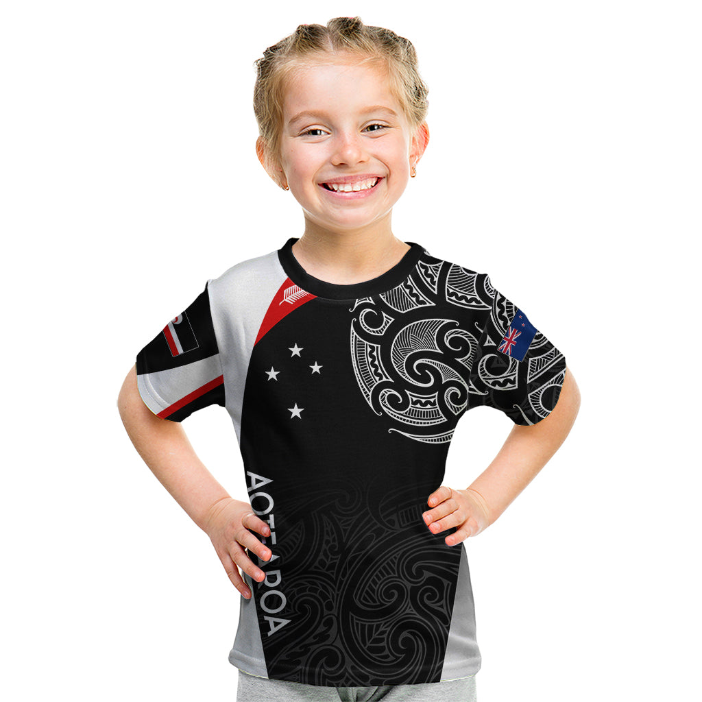 Personalised New Zealand Rugby Kid T Shirt Aotearoa World Cup 2023 Champions - Vibe Hoodie Shop