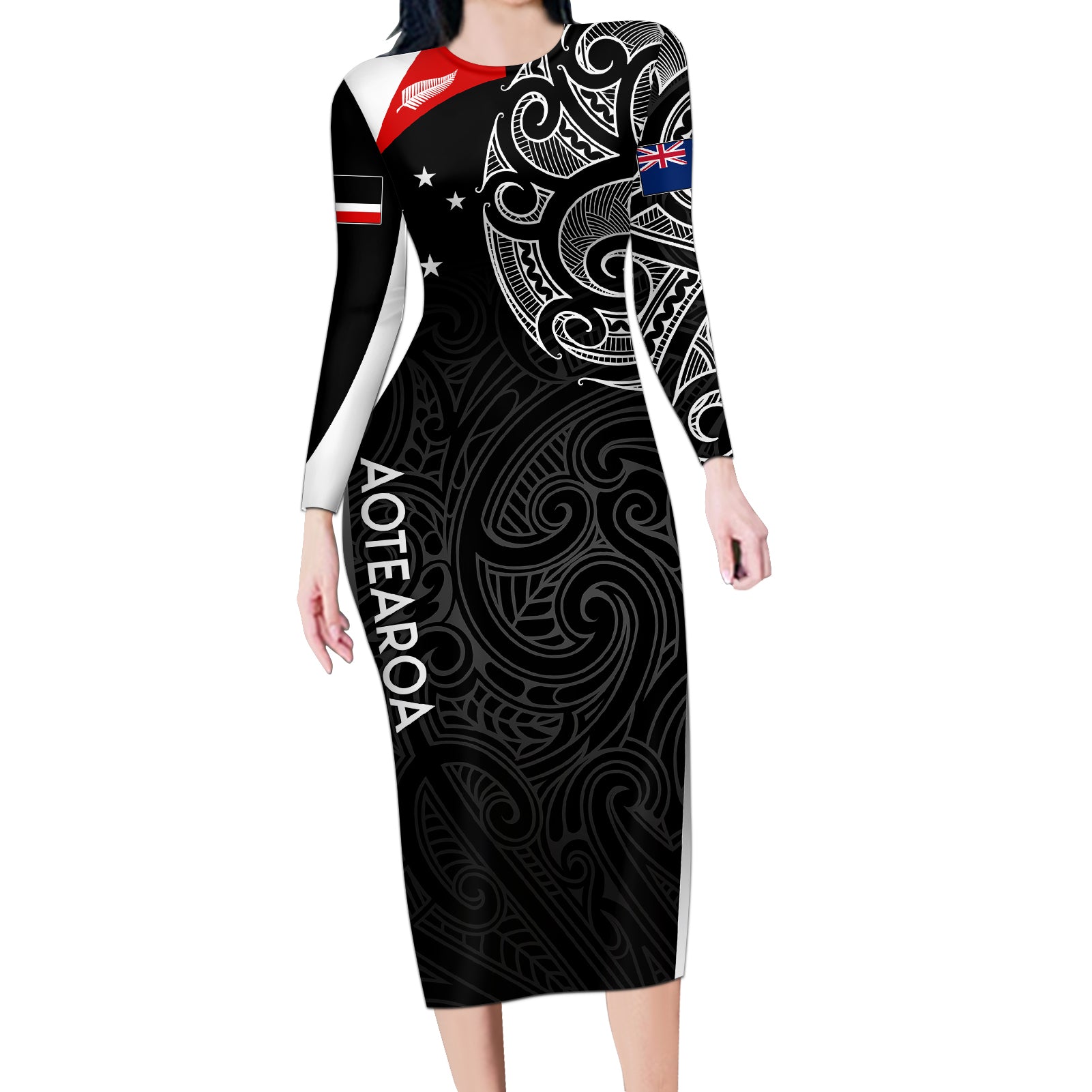 personalised-new-zealand-rugby-long-sleeve-bodycon-dress-aotearoa-world-cup-2023-champions