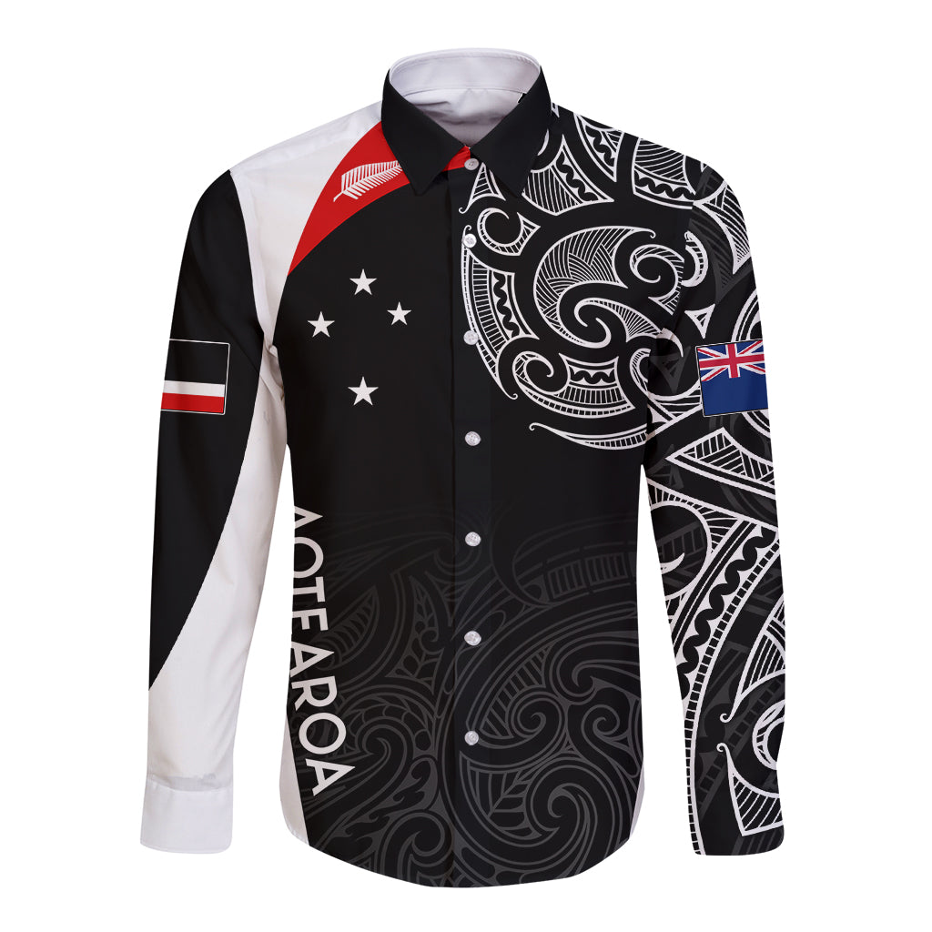 Personalised New Zealand Rugby Long Sleeve Button Shirt Aotearoa World Cup 2023 Champions - Vibe Hoodie Shop