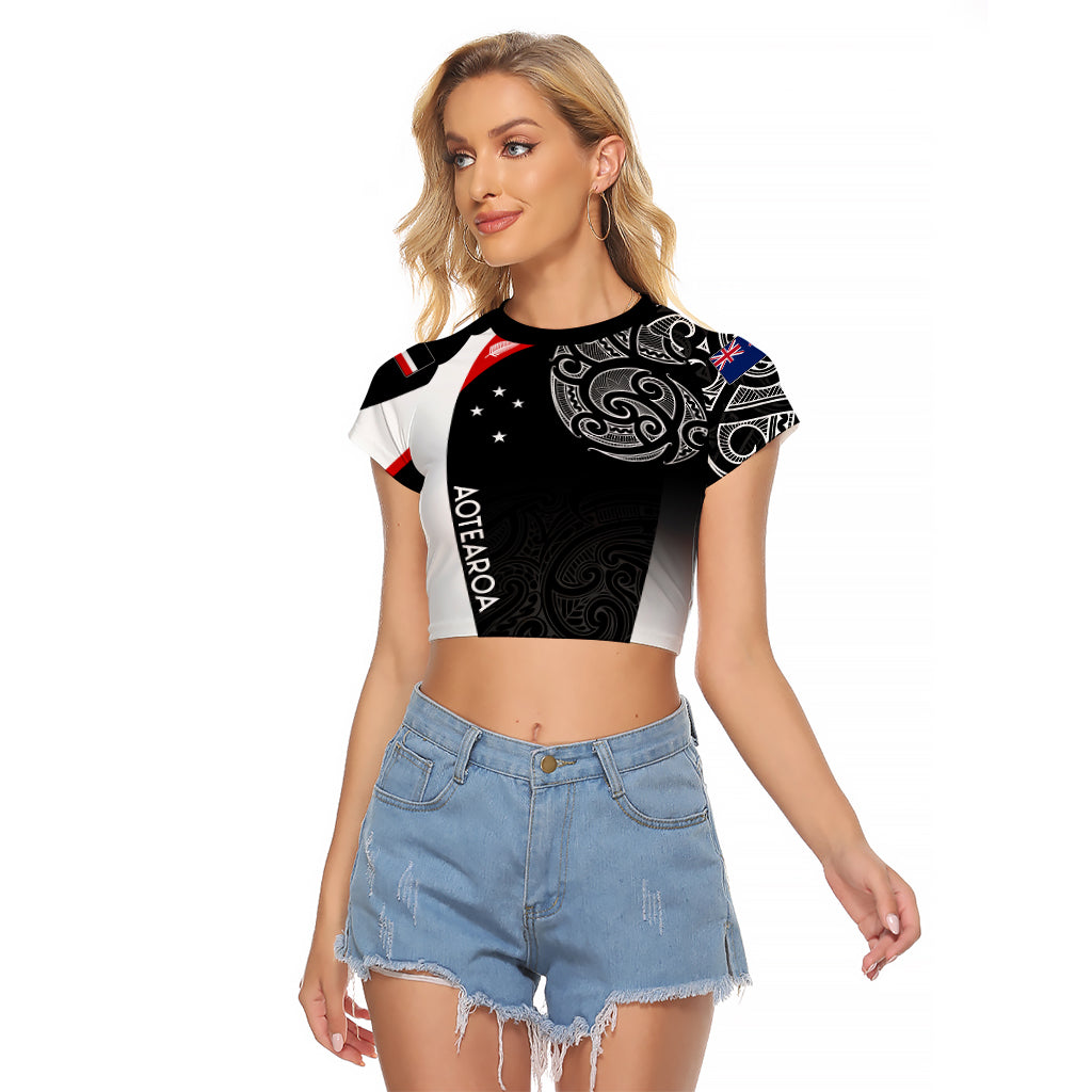 Personalised New Zealand Rugby Raglan Cropped T Shirt Aotearoa World Cup 2023 Champions - Vibe Hoodie Shop