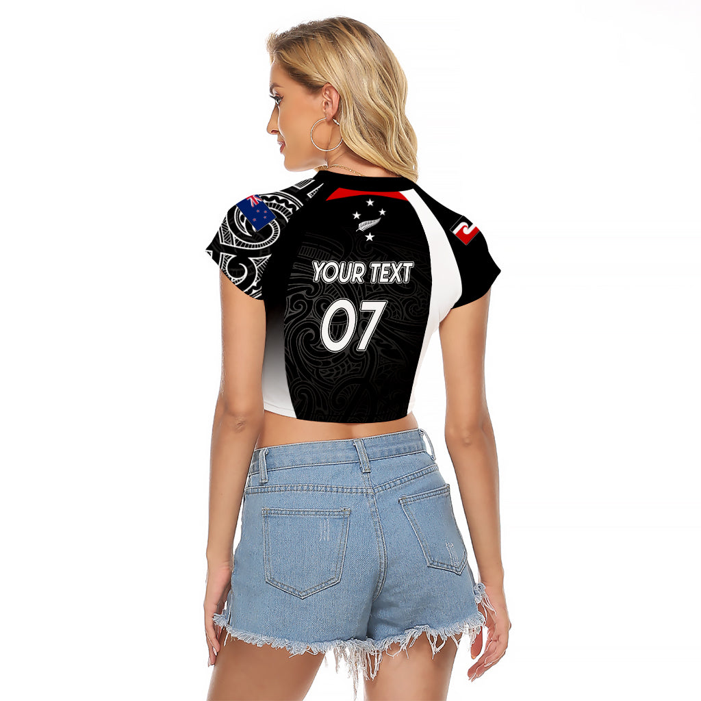 Personalised New Zealand Rugby Raglan Cropped T Shirt Aotearoa World Cup 2023 Champions - Vibe Hoodie Shop