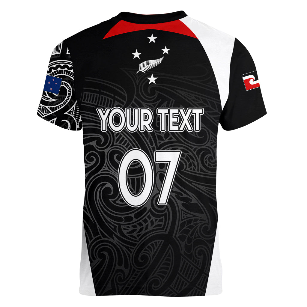 Personalised New Zealand Rugby Women V Neck T Shirt Aotearoa World Cup 2023 Champions - Vibe Hoodie Shop