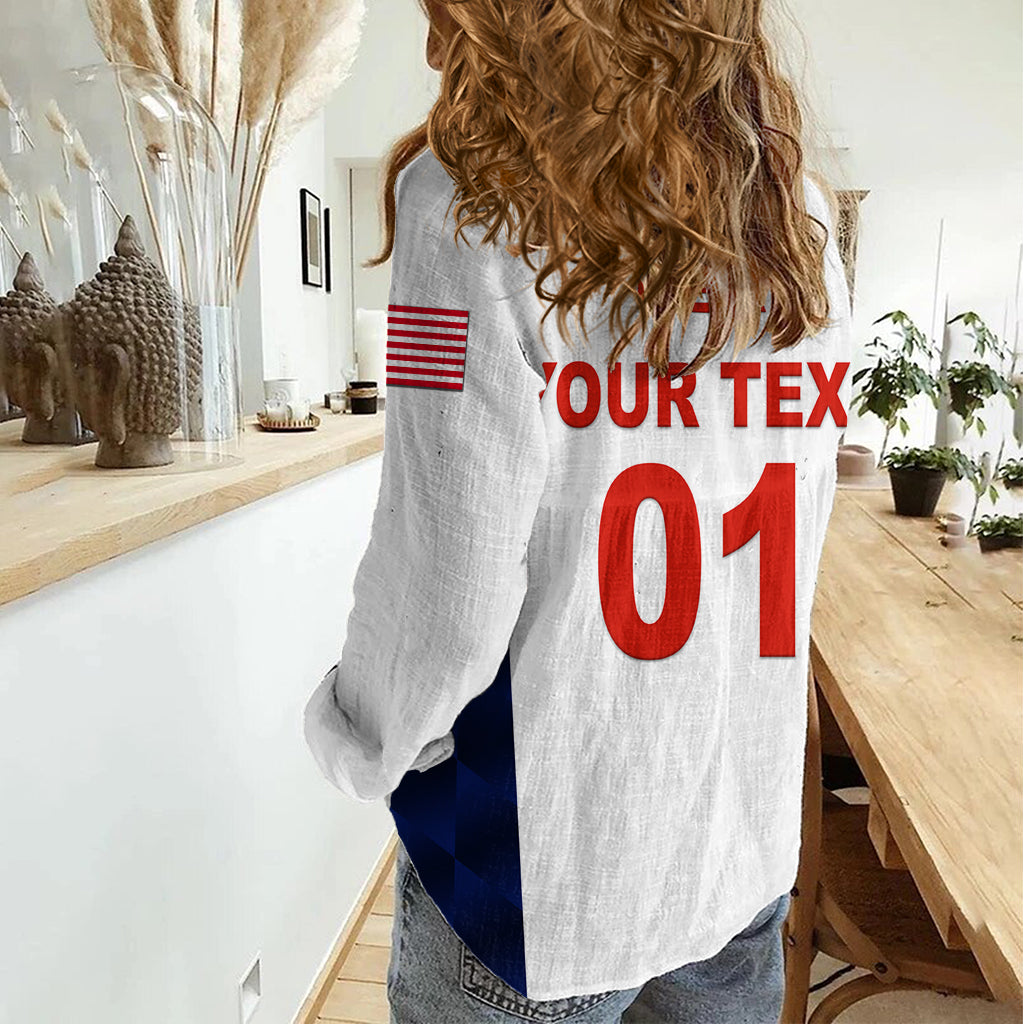 (Custom Personalised) United States National Cricket Women Casual Shirt Team USA Cricket White - Vibe Hoodie Shop