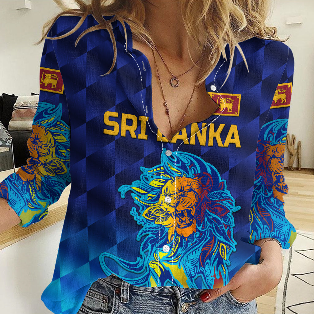 (Custom Personalised) Sri Lanka Cricket Women Casual Shirt The Lions Pride Version - Blue - Vibe Hoodie Shop