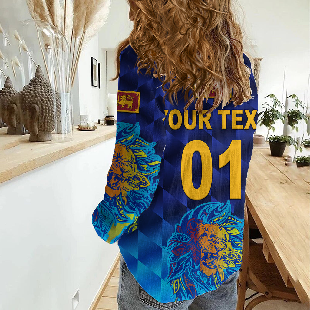 (Custom Personalised) Sri Lanka Cricket Women Casual Shirt The Lions Pride Version - Blue - Vibe Hoodie Shop