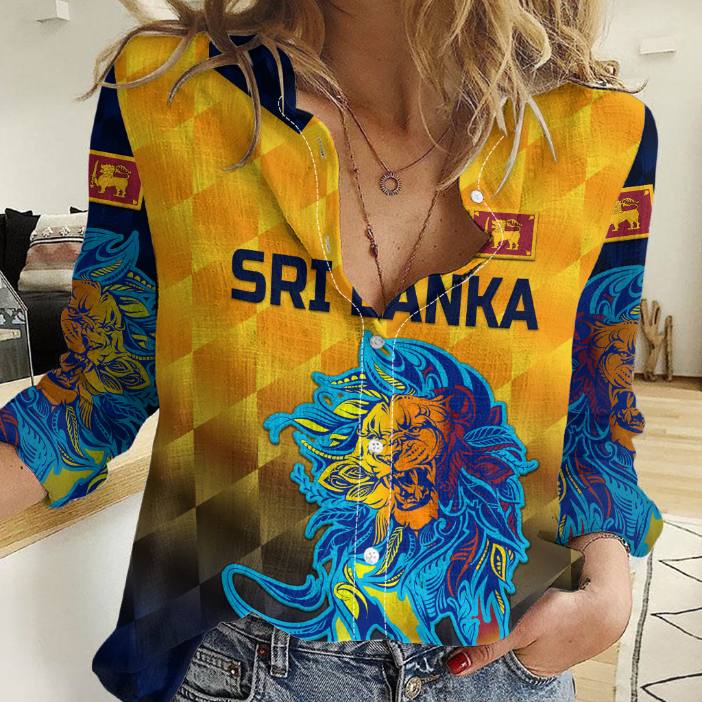 (Custom Personalised) Sri Lanka Cricket Women Casual Shirt The Lions Pride Version - Yellow - Vibe Hoodie Shop