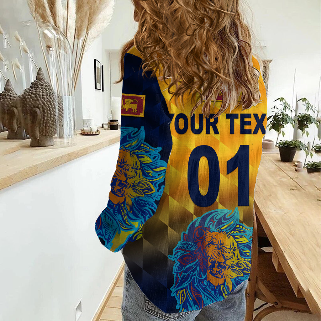 (Custom Personalised) Sri Lanka Cricket Women Casual Shirt The Lions Pride Version - Yellow - Vibe Hoodie Shop