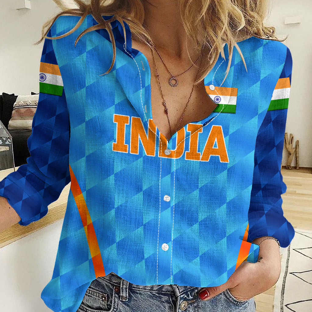 (Custom Personalised) India Cricket Women Casual Shirt Men In Blue Unique - Light Blue - Vibe Hoodie Shop