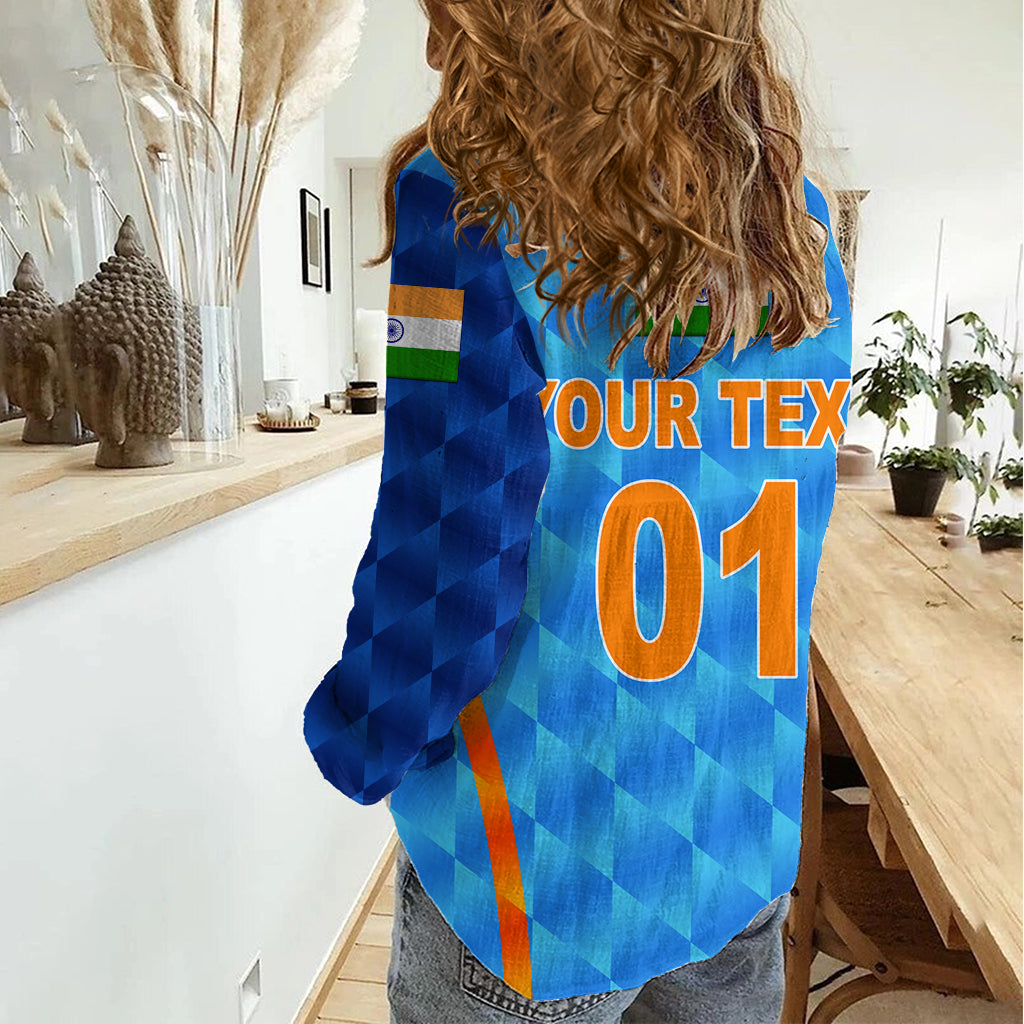 (Custom Personalised) India Cricket Women Casual Shirt Men In Blue Unique - Light Blue - Vibe Hoodie Shop