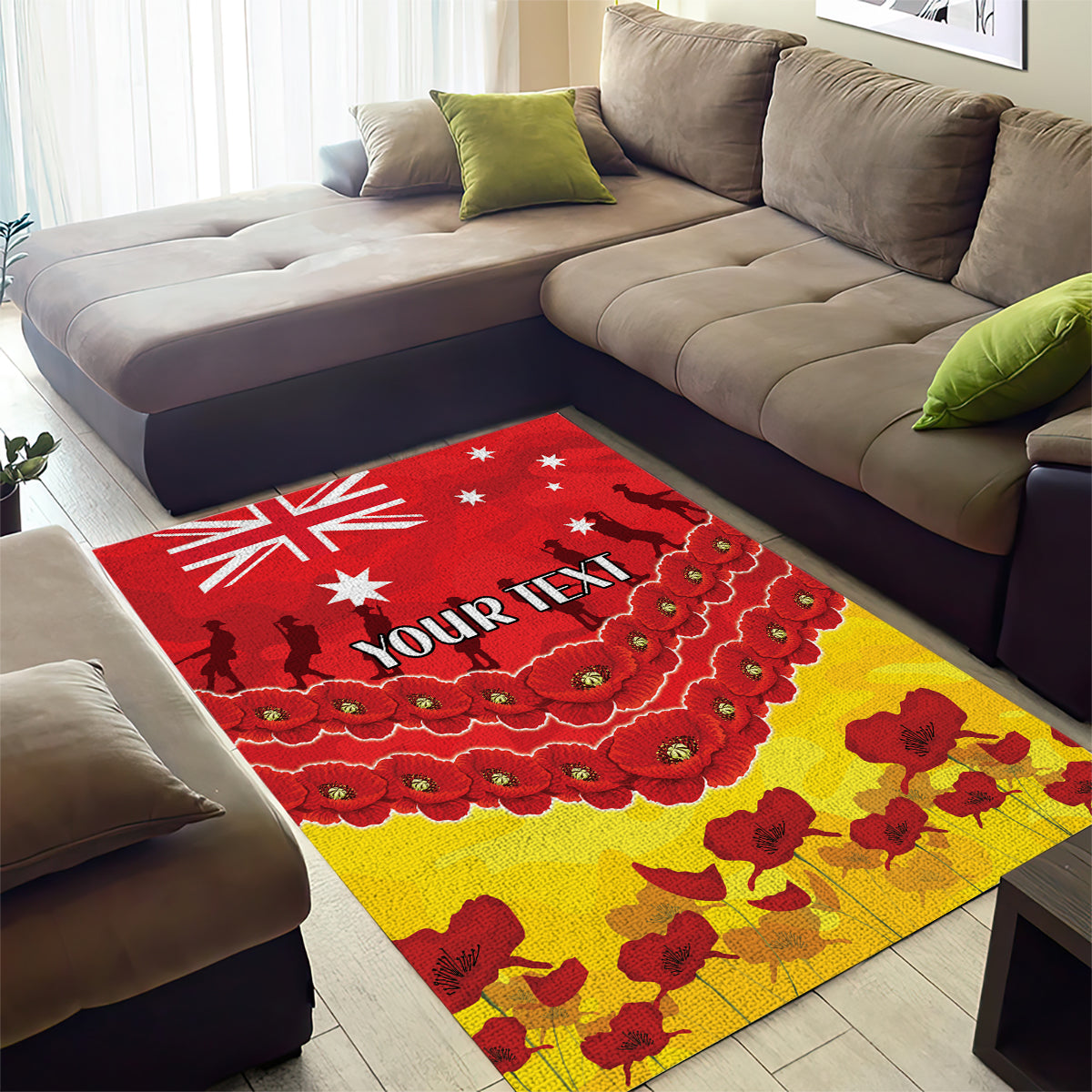 Custom Sun Football Area Rug ANZAC Lest We Forget - Vibe Hoodie Shop