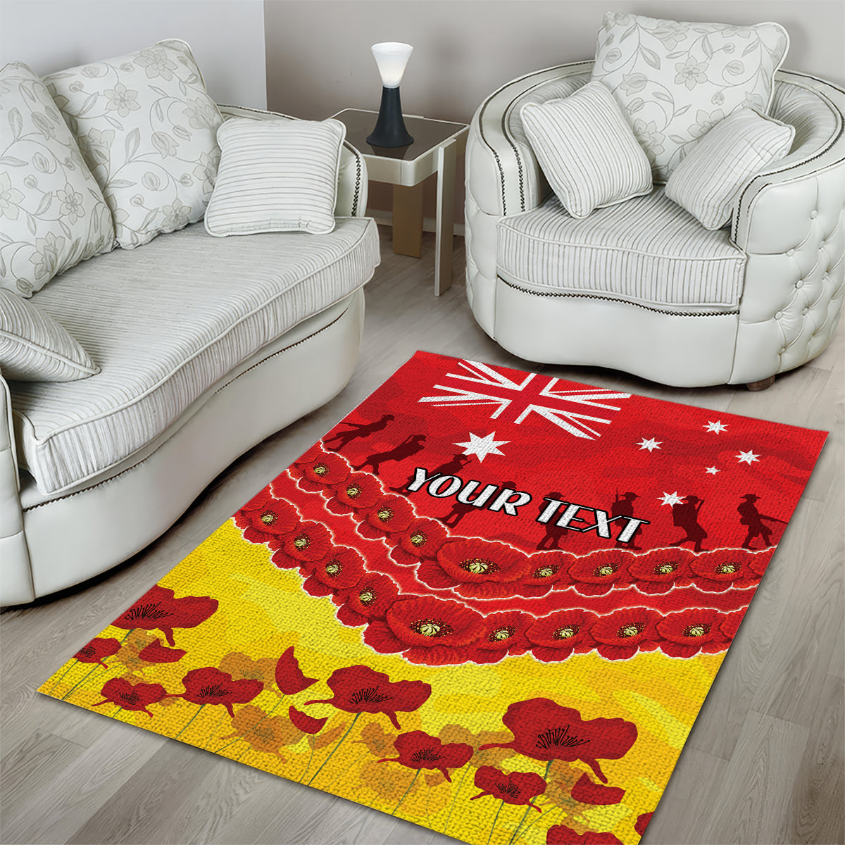 Custom Sun Football Area Rug ANZAC Lest We Forget - Vibe Hoodie Shop