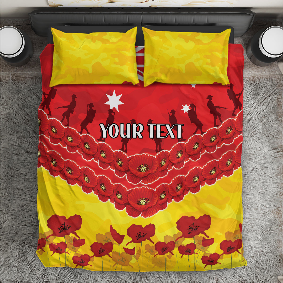 Custom Sun Football Bedding Set ANZAC Lest We Forget - Vibe Hoodie Shop