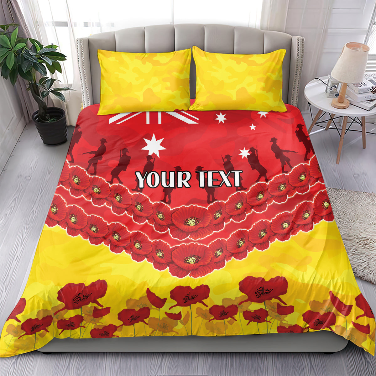Custom Sun Football Bedding Set ANZAC Lest We Forget - Vibe Hoodie Shop