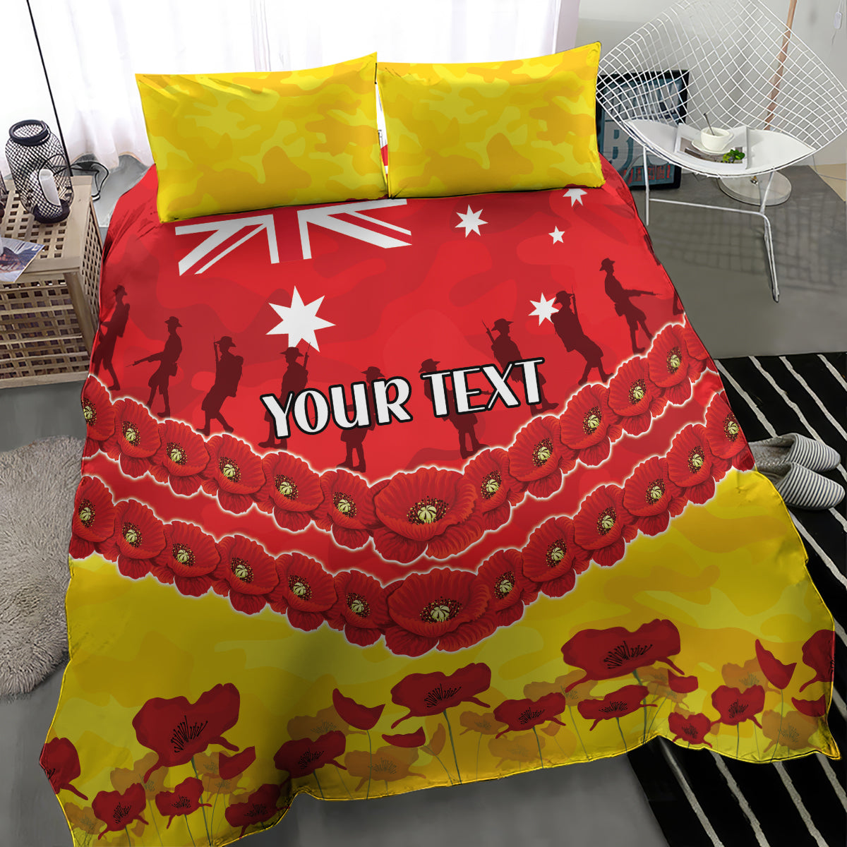 Custom Sun Football Bedding Set ANZAC Lest We Forget - Vibe Hoodie Shop