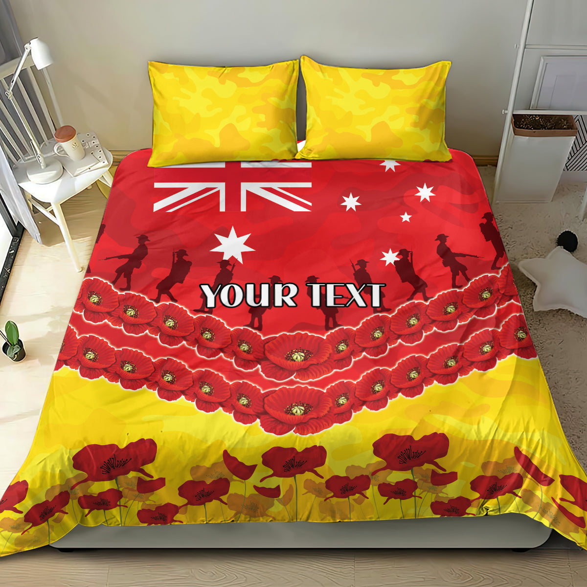 Custom Sun Football Bedding Set ANZAC Lest We Forget - Vibe Hoodie Shop