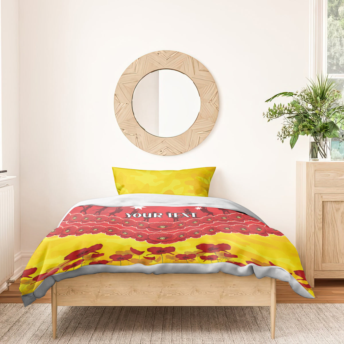 Custom Sun Football Bedding Set ANZAC Lest We Forget - Vibe Hoodie Shop