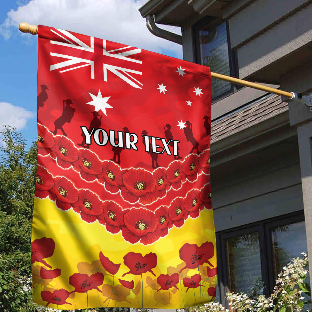 Custom Sun Football Garden Flag ANZAC Lest We Forget - Vibe Hoodie Shop