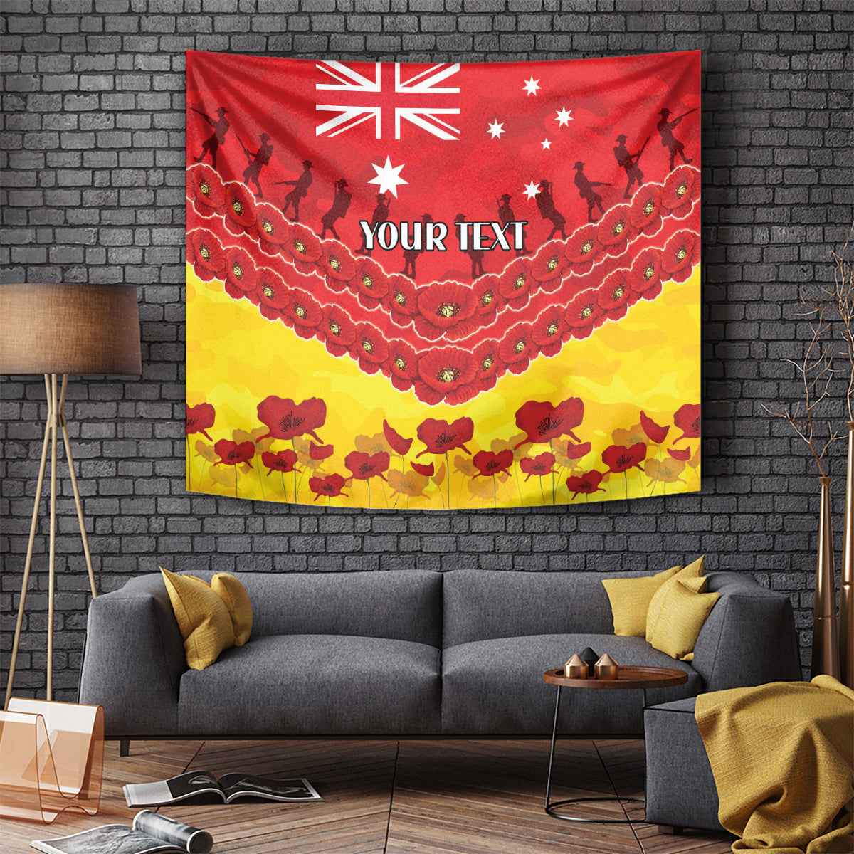 Custom Sun Football Tapestry ANZAC Lest We Forget - Vibe Hoodie Shop