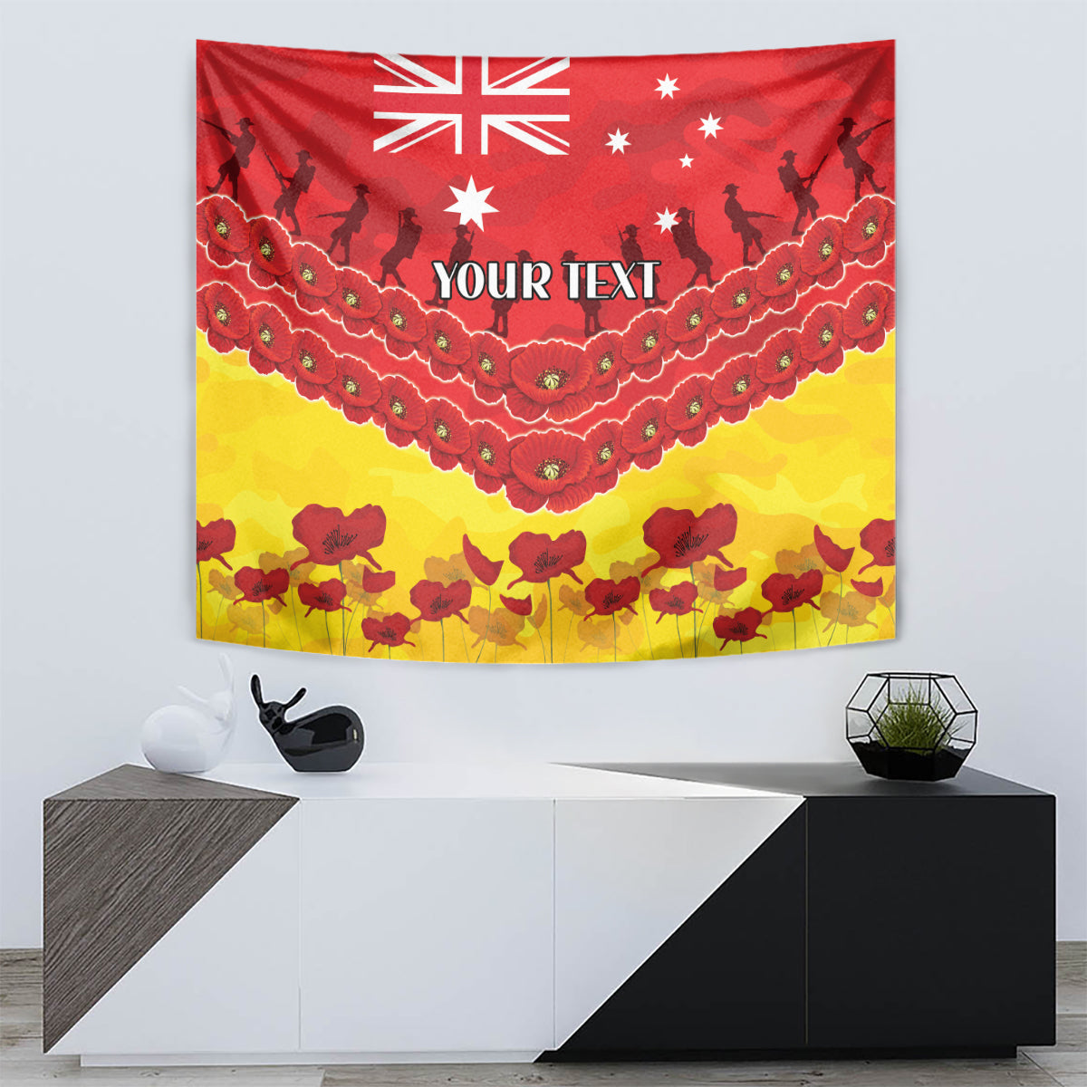 Custom Sun Football Tapestry ANZAC Lest We Forget - Vibe Hoodie Shop