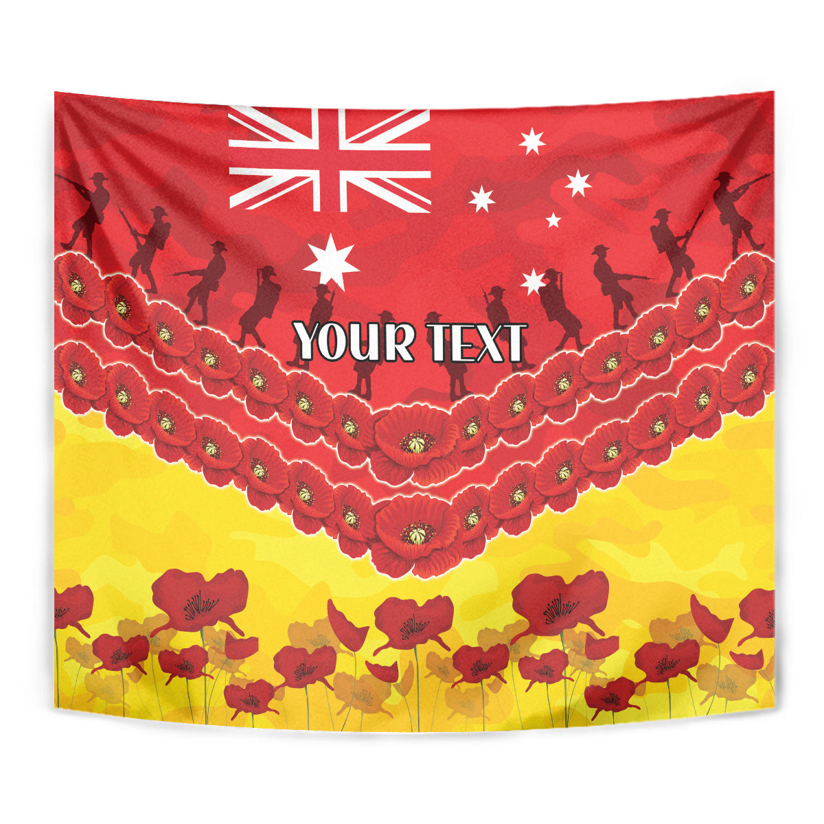 Custom Sun Football Tapestry ANZAC Lest We Forget - Vibe Hoodie Shop