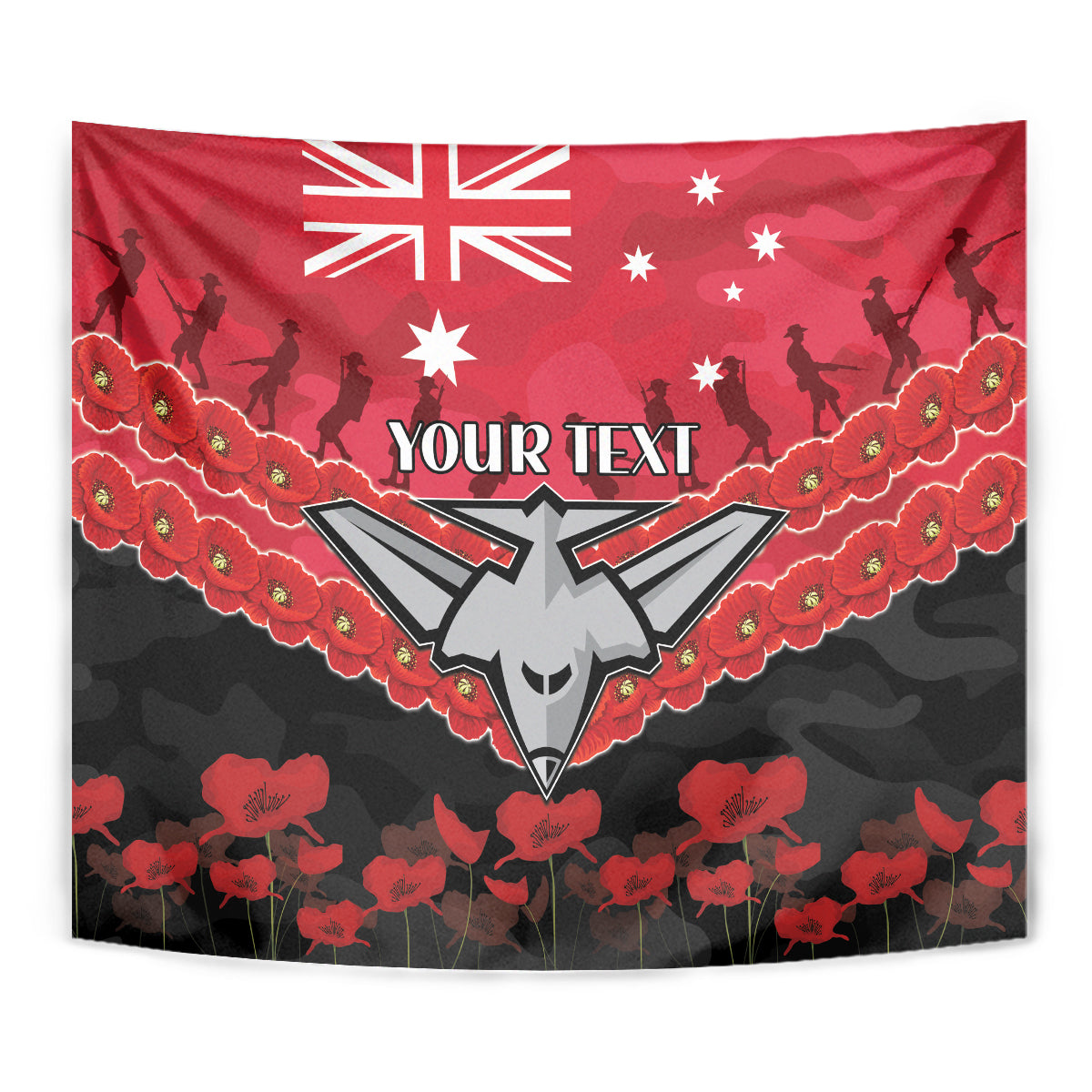 Custom Bombers Football Tapestry ANZAC Lest We Forget - Vibe Hoodie Shop