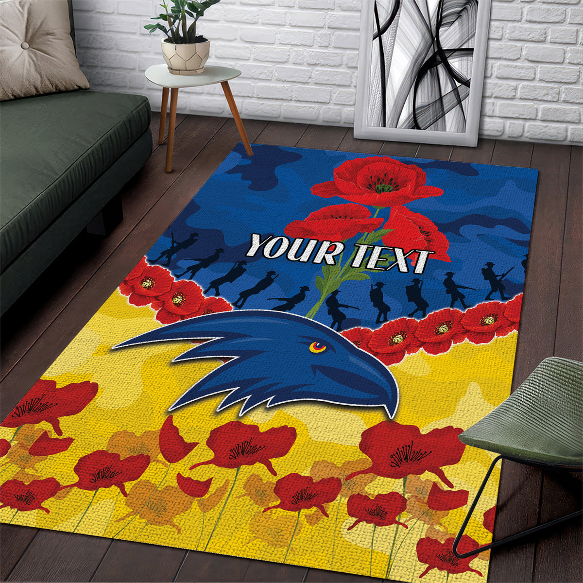 Custom Adelaide Crows Football Area Rug ANZAC Lest We Forget - Vibe Hoodie Shop