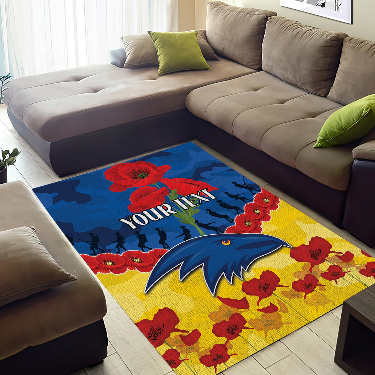 Custom Adelaide Crows Football Area Rug ANZAC Lest We Forget - Vibe Hoodie Shop