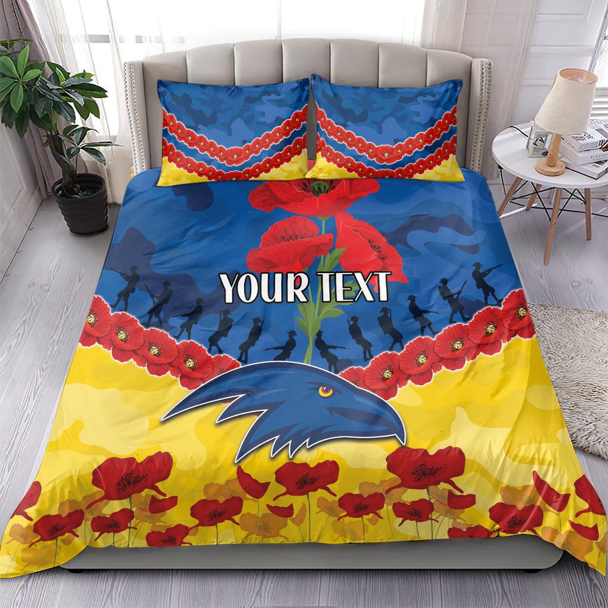 Custom Adelaide Crows Football Bedding Set ANZAC Lest We Forget - Vibe Hoodie Shop