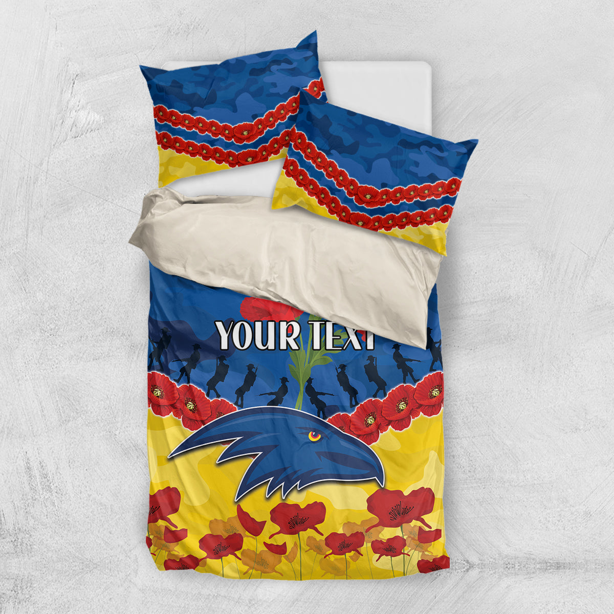 Custom Adelaide Crows Football Bedding Set ANZAC Lest We Forget - Vibe Hoodie Shop