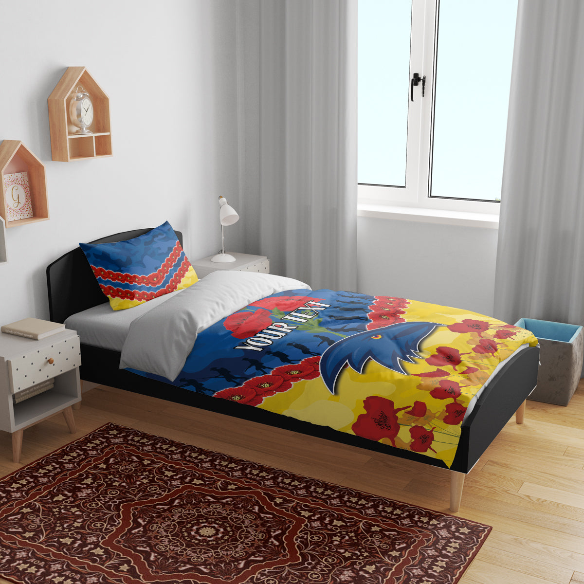 Custom Adelaide Crows Football Bedding Set ANZAC Lest We Forget - Vibe Hoodie Shop