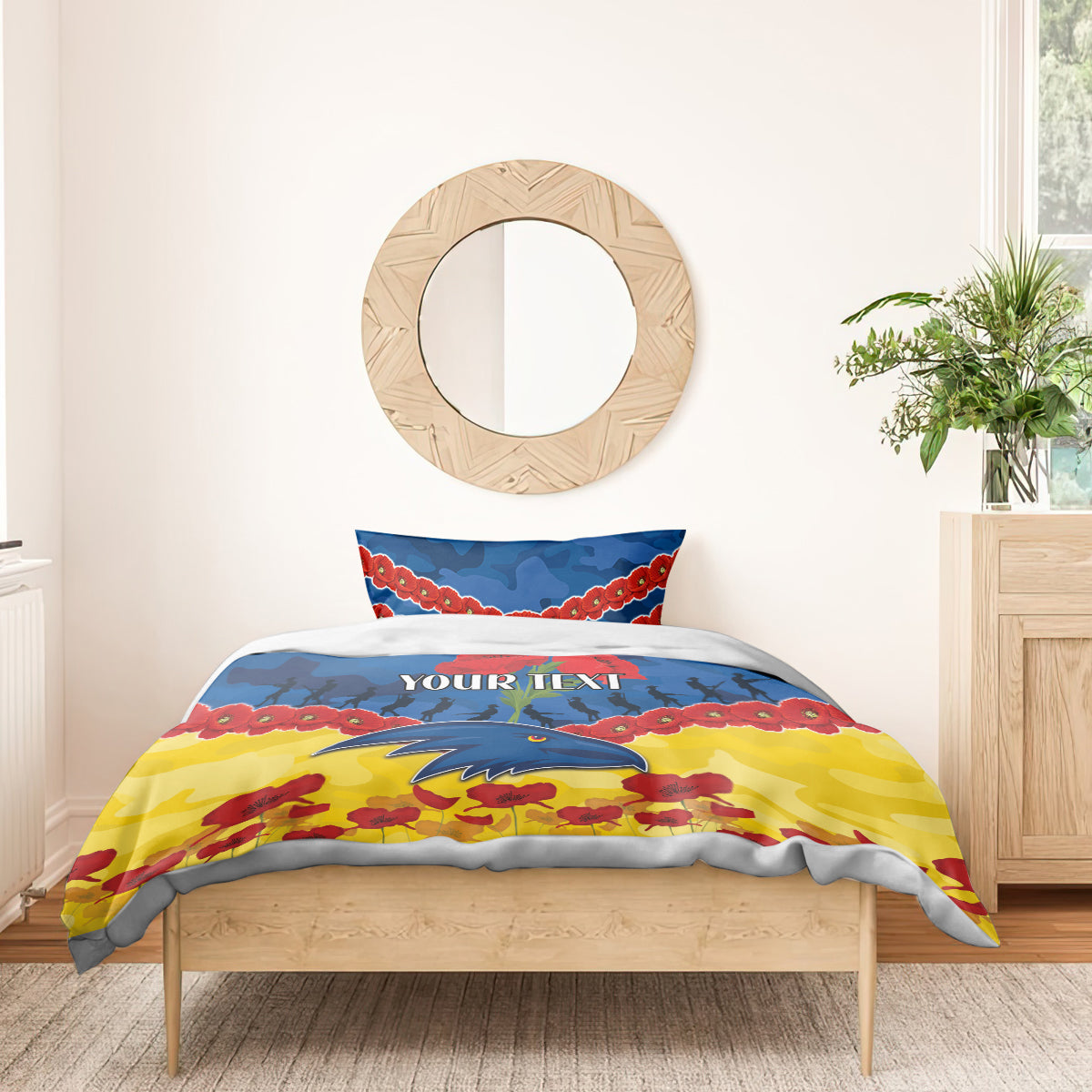 Custom Adelaide Crows Football Bedding Set ANZAC Lest We Forget - Vibe Hoodie Shop