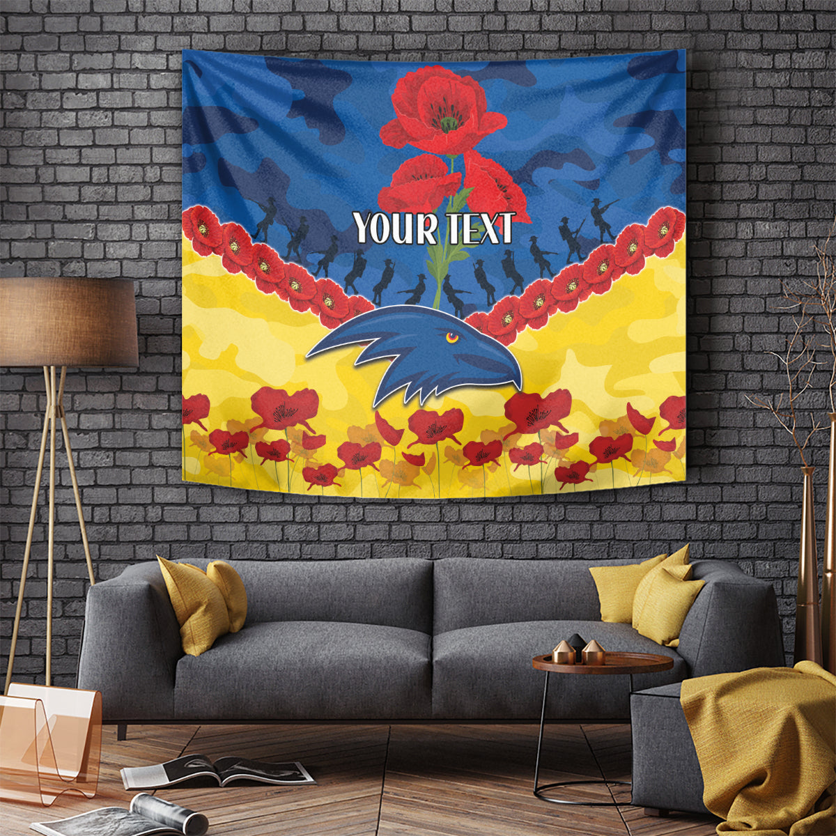 Custom Adelaide Crows Football Tapestry ANZAC Lest We Forget - Vibe Hoodie Shop