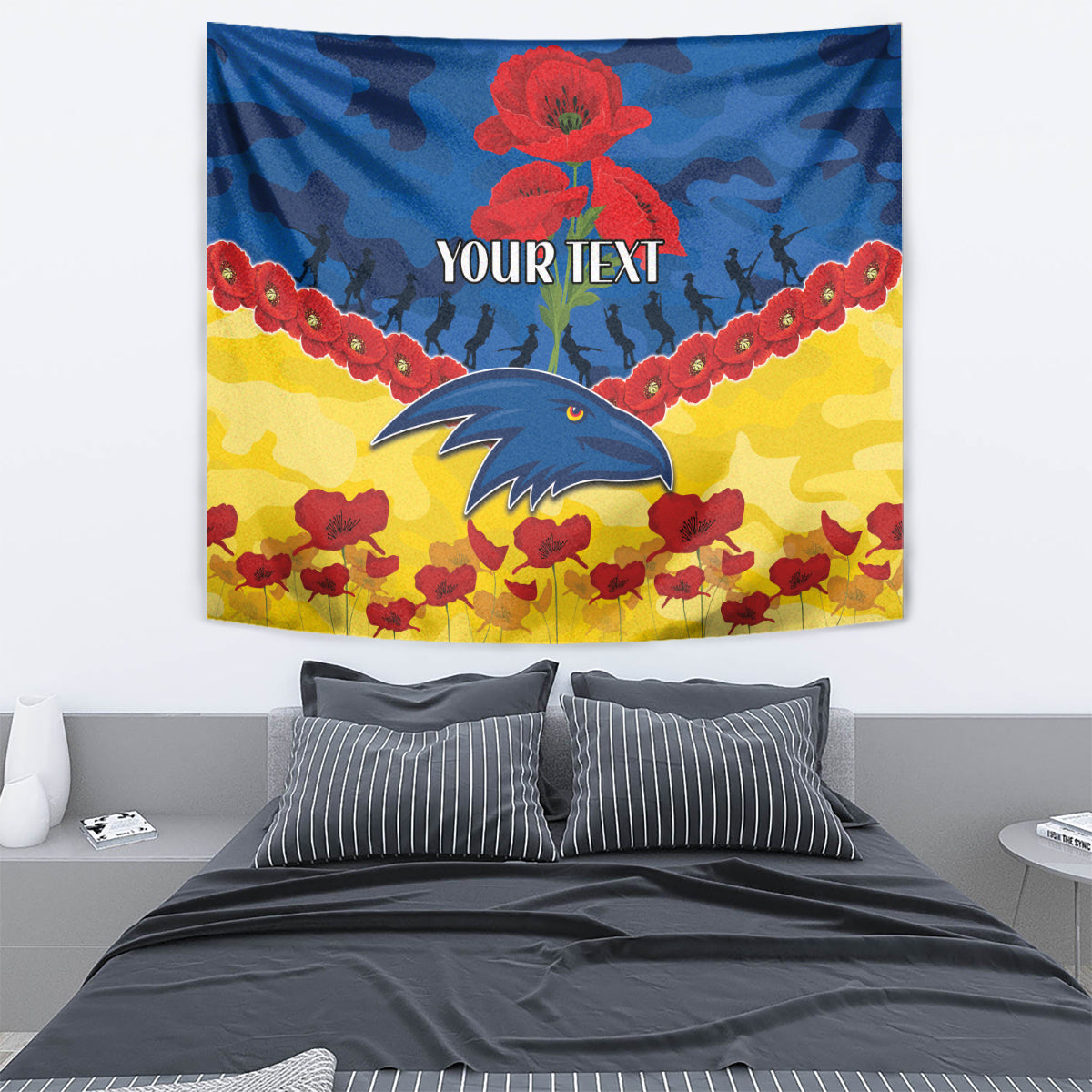 Custom Adelaide Crows Football Tapestry ANZAC Lest We Forget - Vibe Hoodie Shop