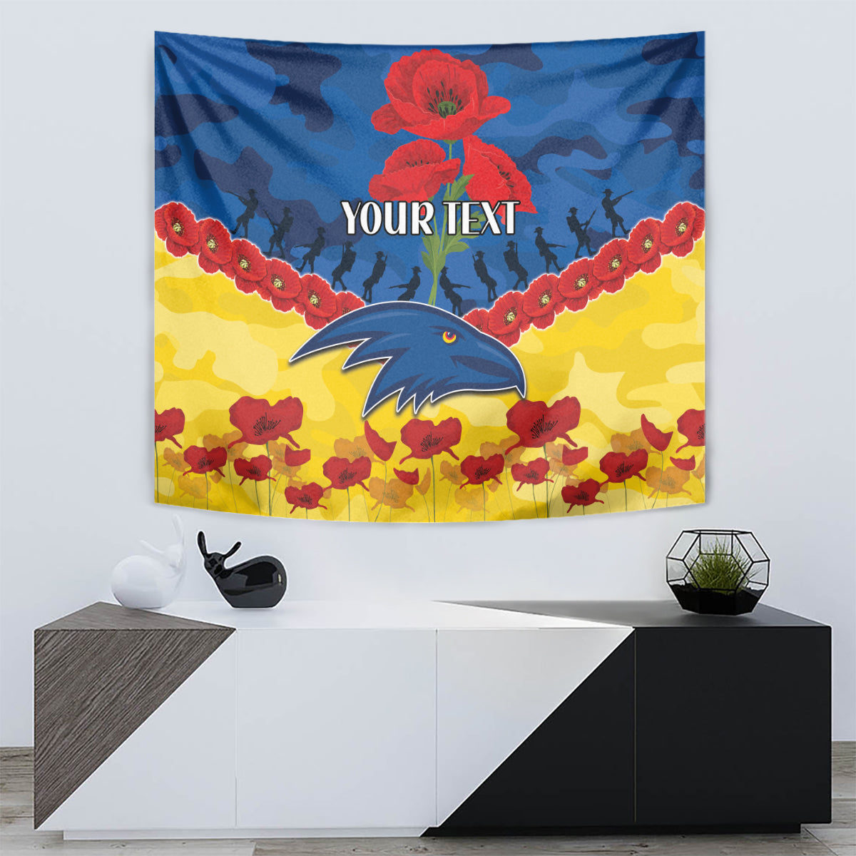 Custom Adelaide Crows Football Tapestry ANZAC Lest We Forget - Vibe Hoodie Shop